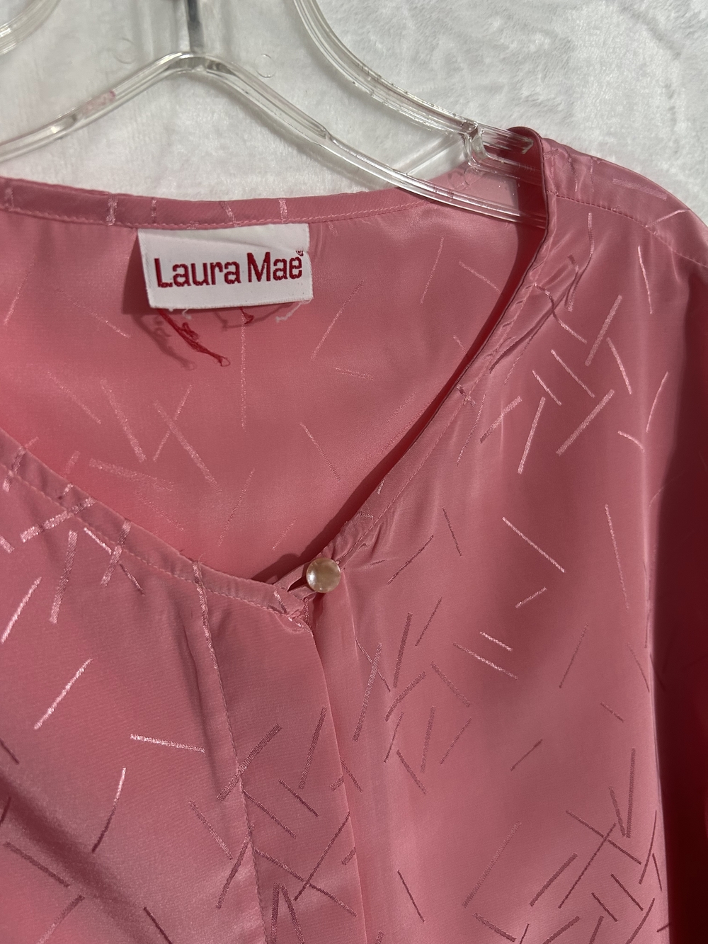 Laura Mae Pink Satin Button-Front Women's Top